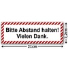 Pack of 5 Please Keep Distance Sticker 21 x 7.2