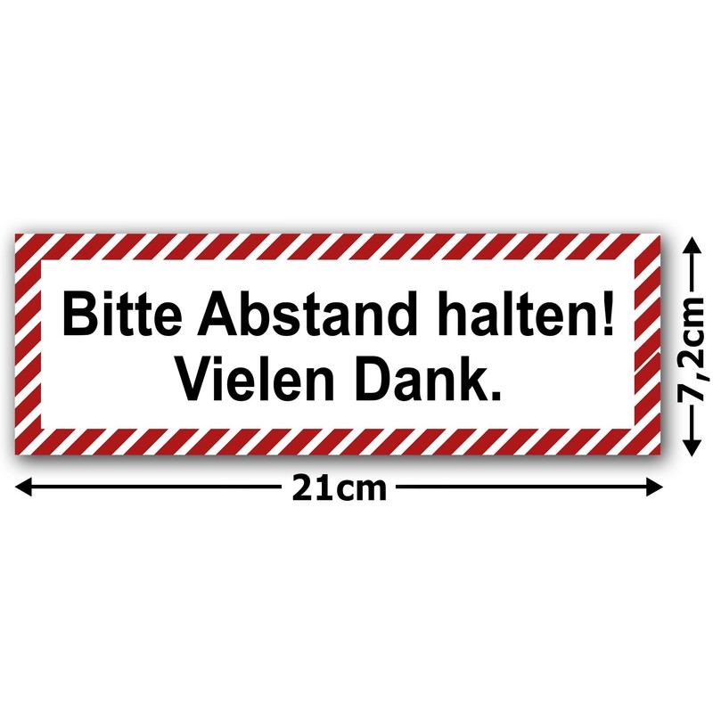 Pack of 5 Please Keep Distance Sticker 21 x 7.2