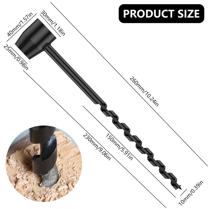 Abizarch Bushcraft Hand Drill Carbon Steel Manual Auger Drill Portable