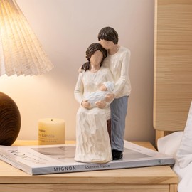 Elegondrar New Parents and Baby Figurines, Gifts for New Mom and Dad, Ideal for First Mothers Day, First Fathers Day, Hand Painted Sculpture, Resin, 8.7" H