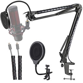 Hyperx Quadcast Mic Stand - Scissor Mic Boom Arm and 2 Cable Ties to Organize Cables Compatible with Hyperx Quadcast S to Improve Sound Quality by YOUSHARES
