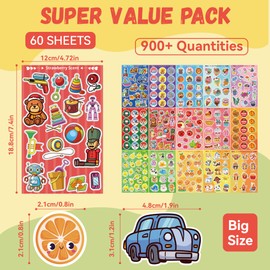 HORIECHALY Scratch and Sniff Stickers for Kids, 60 Sheets 900+ Smelly Stickers with 7 Themes, 15 Scents Scented Stickers for Teacher Classroom, Cute Reward Stickers for Elementary, Students.
