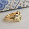 Peridot und blautopas Edelstein Cocktail Vergoldet Sterling Silber ring (US