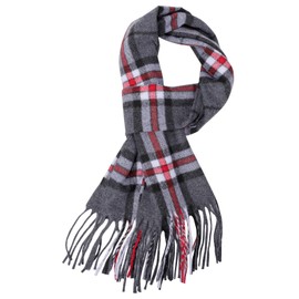 Fjquamitix Classic Winter Warm Tartan Scarf, Warm Windproof Fringe Tartan Scarves, Scottish Cashmere Feel Scarf for Unisex Business Casual (Dark gray, One Size)