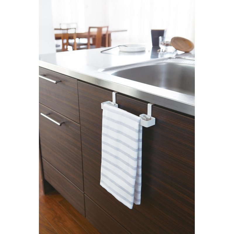 山崎実業 レジ袋&タオルハンガー プレート ホワイト 7918