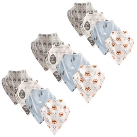 Luvable Friends Unisex Baby Cotton Bandana Bibs, Wild & Free 12-Pack, One Size
