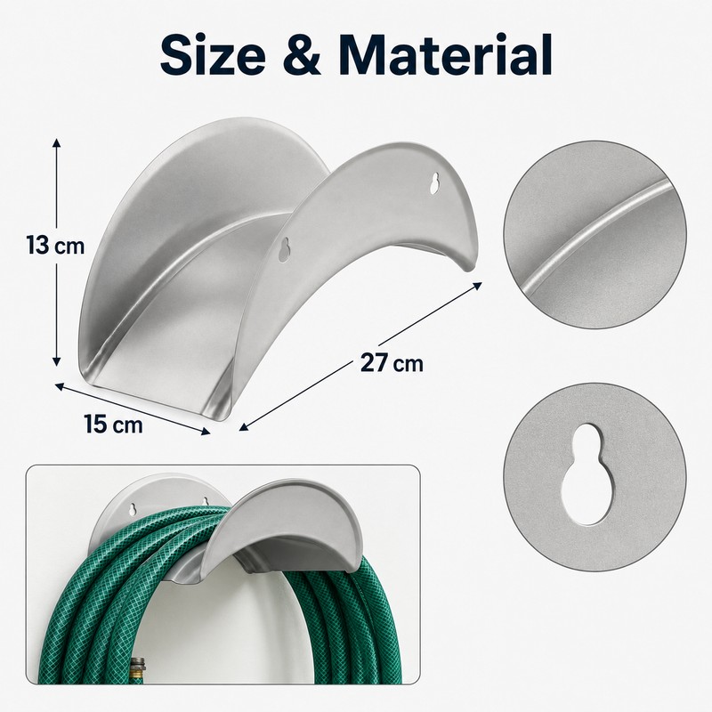 Wall Mount Garden Hose Holder for Outdoor Storage - Heavy