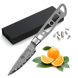 KATSURA Woodworking Project Kit – Paring Knife Blank – 3.5 Inch – Japanese Premium AUS 10, 67 Layers Damascus Steel – Perfect for Woodworkers, Crafters – Includes a Handcrafted Gift box