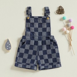 ZAXARRA Toddler Baby Overalls Baby Boys Girls Overalls Sleeveless Suspender Baby Short Overalls Summer Clothes (Blue, 4-5 Years)