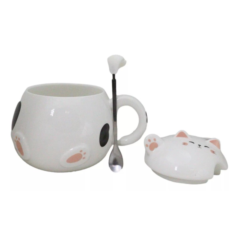 Ebros Gift Whimsical White Chubby Feline Kitty Cat Cup Mug