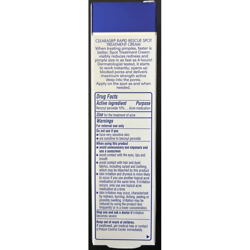 Clearasil Acne Spot Treatment Cream Rapid Rescue Maximum Strength Medication