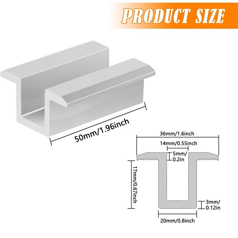 12 pcs Solar Panel Mounting Clamps Aluminium AL6005-T5,Mid Clamps for