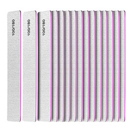 15 Pcs Professional Nail Files Double Sided Rectangule Shape Emery Board -100/180 Grit Nail Styling Tools Buffers, Nail Buffer Block Manicure Kit for Natural Artificial Nails in Salon Home Use & Pet