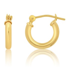 MAX + STONE Solid 14k Gold Hoop Earrings with Click Tops for Women | 1 Inch Yellow Gold