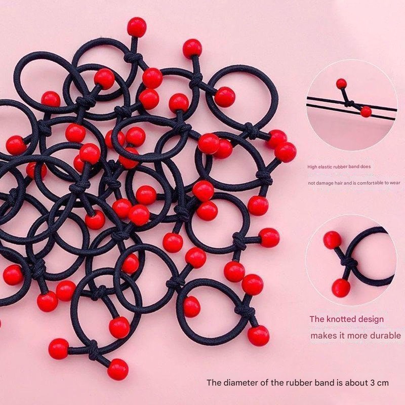 Hair Ties with Beads, 100 Pack, Colorful and Black Elastic