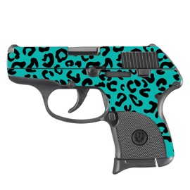 MightySkins Skin Compatible with Ruger LCP 380 - Teal Leopard | Protective, Durable, and Unique Vinyl Decal wrap Cover | Easy to Apply, Remove, and Change Styles | Made in The USA
