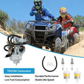 EOPOAYI TRX250 Carburetor Carb Kit Compatible with Recon 250 Fourtrax TRX250EX TRX250TM TRX250TE TRX250ES TRX250ER 1997-2001 2002-2007 ATV Quad 4 Wheeler Replacement Parts with Fuel Line