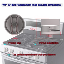 Upgraded W11101439 Gas Stove knobs Replacements，Replace Universal Gas Stove Oven Range Burner Whirlpool top Parts, W10858251 Surface Burner Knob, Compatible with4534467, PS12074638, W10858251（1PCS）