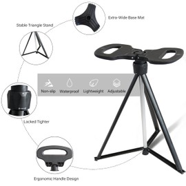Cane with Seat Folding Lightweight 2-in-1 Portable Walking Stick with Seat for Men & Women Sturdy Tripod Cane Chiar Foldable Stool Mobility Aid Crutch with Travel Bag for Elderly, Seniors & Handicap