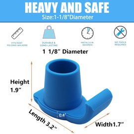 ZHUOKECE 4 Pcs Walker Glide Skis, Universal Fit Walker ski Glides, Heavy Duty Rubber Walker Glides Walker Feet Replacement (Blue)