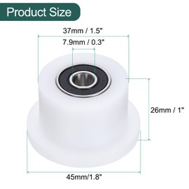 sourcing map 4 Pack Nylon Machined Wheels/Rollers Gym Replacement Wheels Fits for Total Gym Accessories Part with Bearings Through Hole of 5/16" in Diameter, White