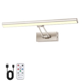 HOWMZON Picture Light, 16 inches Art Light, Picture Light Battery Operated,3CCT Picture Lights for Wall,Battery Operated Wall Lights,Gallery Light for Wall,Photo,Library (Satin Nickel)