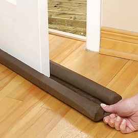 Home Intuition 3-Feet Cloth Double Door Draft Stop Twin Seal Noise Weather Stopper, Brown
