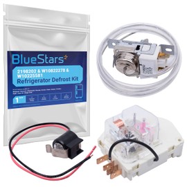 BlueStars 2198202 Cold Control Thermostat W10822278 Defrost Timer W10225581 Bimetal Thermostat Refrigerator Defrost Complete Kit Replacement – Compatible with Whirlpool Kenmore Refrigerators