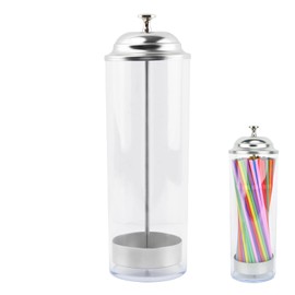 Straw Dispenser, Plastic Straw Holder with Lid, Creative Transparent Straw Dispenser, Straw Holder for Kitchen Counter Bar Straws