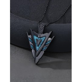 Cargari Arrowhead Necklace for Men, 925 Sterling Silver Turquoise Arrow Pendant Necklace, Viking Necklaces Turquoise Arrowhead Jewelry Gift for Men Women