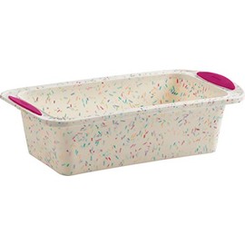 Trudeau Structure Loaf Pan Silicone Bakeware, Medium, White Confetti