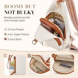 Missnine Sling Bag for Women Anti-thief Crossbody Fanny Pack Small PU Leather Chest Bag with Adjustable Strap for Travel