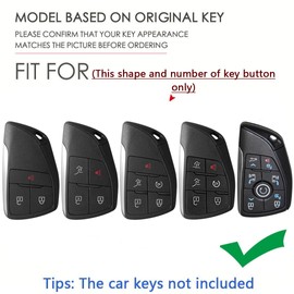 SANRILY PU Leather 3/4/5/6 Button Smart Key Fob Cover for Buick Envision Avenir 2024, Chevy Suburban Tahoe, GMC Yukon Denali Sierra Silverado Keyless With Keychain Black-Green