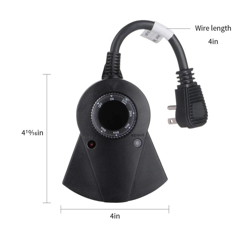 Outdoor Light Sensor Timer, 24 Hours Heavy Duty Waterproof Outlet