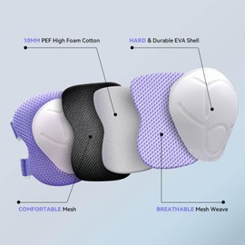 Inkidio Knee Pads for Kids Unicorn Protective Gear Set Knee Pads and Elbow Pads Set with Wrist Guard for Girls Boys Roller Skates Inline Skatings Scooter Cycling Bike Skateboard(Medium Purple)
