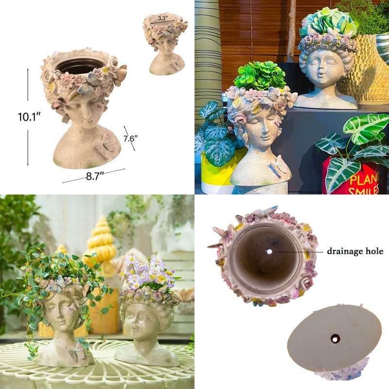 LC LCdecohome Face Flower Pot Head-Planters Succulent - 10 Inch