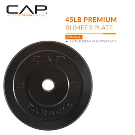 CAP Barbell Better Olympic Bumper Plate, Black, 45 lb Single