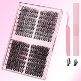DIY Lash Clusters Kit, Natural Lash Clusters 30D+40D Mixed 9-16mm D Curl Eyelash Extension Tools, 280Pcs