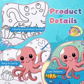 8 Packs Pre Drawn Canvas for Painting, 8" X 8" Ocean Pre Printed Canvas for Kids, Pre Stretched Canvas Outline Painting Boards for Beginners Students, Party Favor