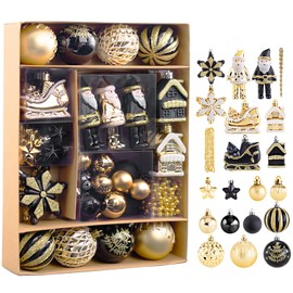 Liacere Christmas Tree Ornaments Set - 50pcs Christmas Balls Ornaments Set Wreath Decor Shatterproof Plastic Decorative Baubles Holiday Wedding&Christmas Decor (Gold, 50Pcs)-Christmas Tree Decorations