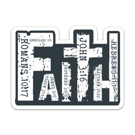 (3PCs) Faith Cross Bible Verse Sticker, Christian Bible Quotes Stickers, Inspirational Religious Quotes Vinyl Waterproof Scripture Stickers for Laptop Water Bottle Notebook Tumbler Journal (3 Inches)
