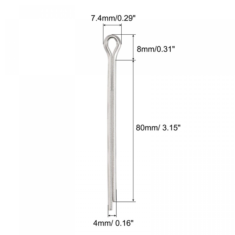 sourcing map Split Splint 4 x 80 mm Stainless Steel