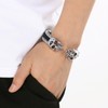 Klapgo Men's Gothic Skull Bracelet Stainless Steel Cable and Leather