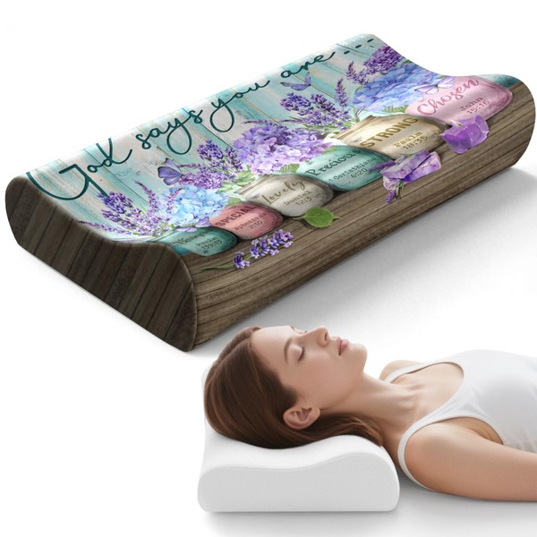 Ewozet Purple Lavender Vase Bible Memory Foam Neck Pillow for