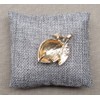 Stainless Steel Fruit Lemon Yellow Leaf Brooch with Rhinestones and
