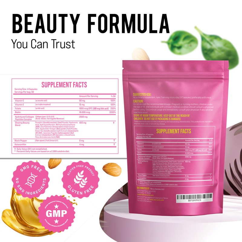 MERRY VITA Collagen for Women – Hydrolyzed Multi Collagen Peptides