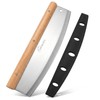12 Inch Stainless Steel Pizza Cutter Rocker Blade, Rubberwood Handle