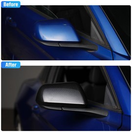 LitMiRaCle Side Rear View Mirror Cover Decoration Kit Compatible with Ford Mustang 2015 2016 2017 2018 2019 2020 2021 2022, Mustang Accessories Carbon Fiber Rearview Mirror Trim, 2pcs