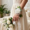 4-Piece Wedding Boutonniere Set,Corsage and Boutonniere Set,Fabric Corsage Wristlet for