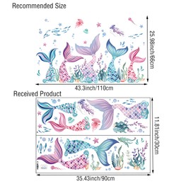 ZHIGOU Mermaid Tail - Undersea Ocean Themed Wall Sticker for Girls Bedroom Kids Room Bathroom Daycare Room Nursery Room Decor